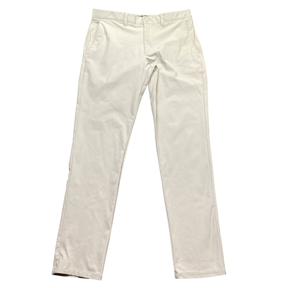 FLX Mens Performance Chino Pants Beige Khaki Sz 34 Recycled Polyester Techwear